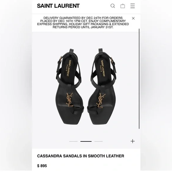 Saint Laurent Black Cassandra Sandals GUC size 6 - Picture 2 of 4